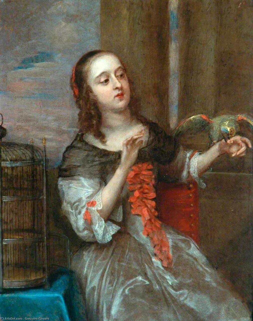 Дама с попугаем. Леди Гонсалес. Портрет Антуанетты Гонсалес. Портрет дамы с попугаем. Дама с попугаем картина.