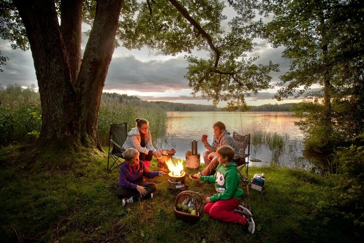 Сложные ситуации в лесу или на реке. Пикник с семьей на природе. Пикник на природе с костром. Отдых на природе. Люди отдыхают на природе.