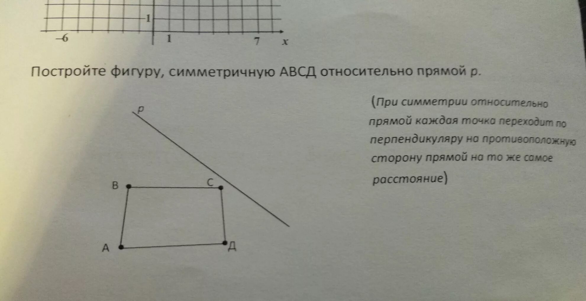 Построить прямоугольник симметричный относительно прямой
