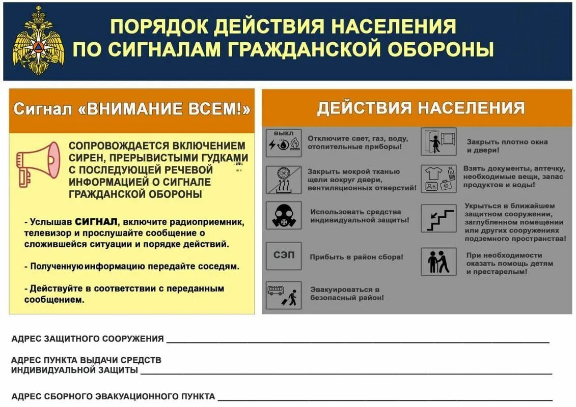 Действия при получении информационного сообщения воздушная тревога