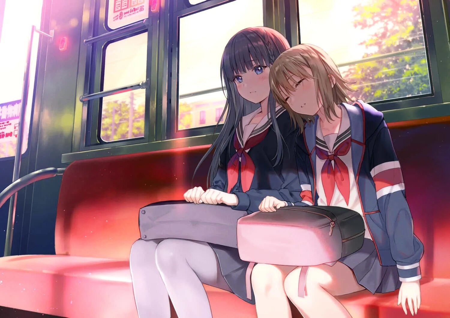 Schoolgirl bus. Fukahire. Юри.