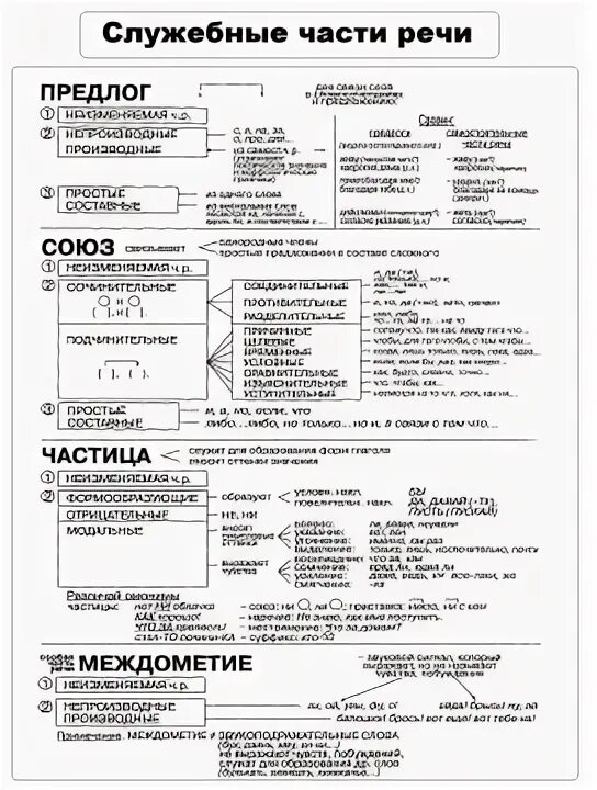 Служебные части речи предлоги Союзы частицы таблица. Предлог союз частицы что общего