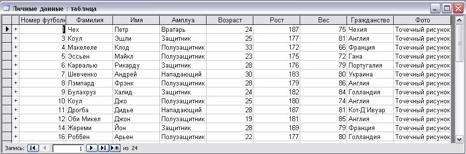 База данных access футбольная команда. База данных таблица. Таблица базы данных access примеры. Таблица личные данные. Персональные данные спортсменов