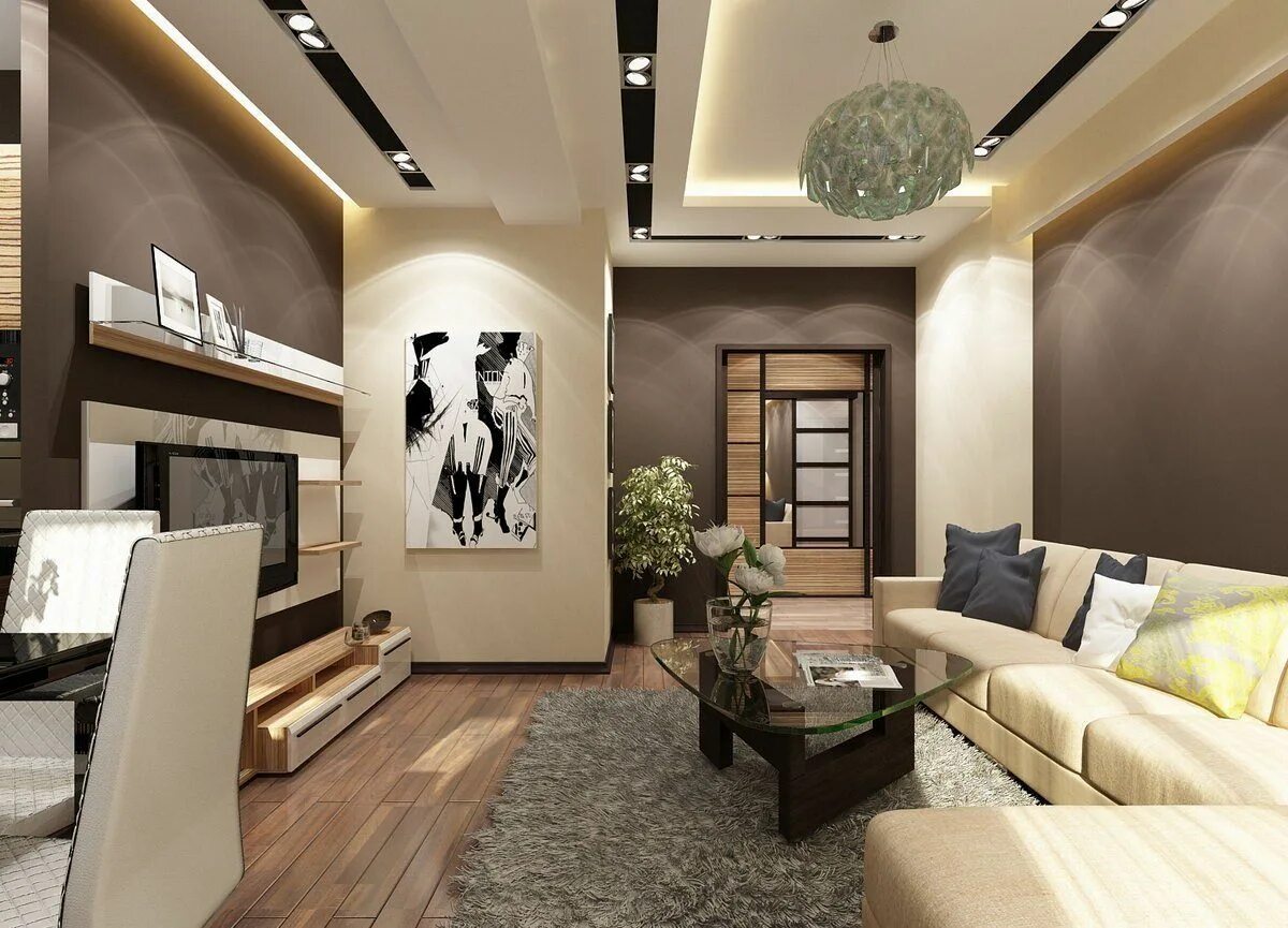 Интерьер прихожая гостиная Inter’er kvartiry v stile modern Modern living room interior, House design, Livi