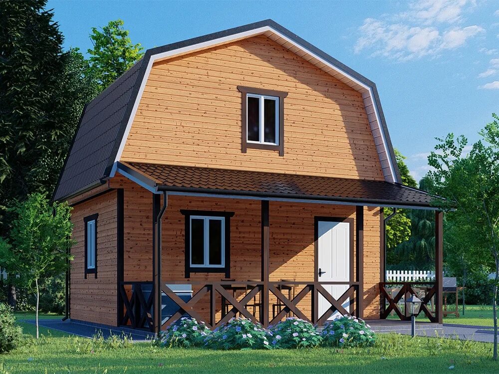 финский домик. двухэтажный дачный домик. дача 2 этажная. каркасный дом 6 на 6 с мансардой и террасой. каркасный дом 6 на 8 с мансардой и террасой.