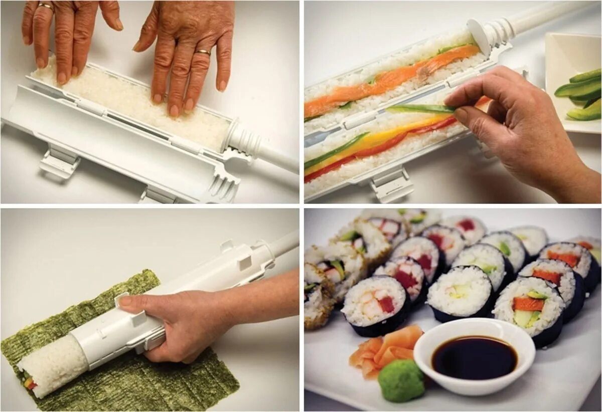 Сам себе сушит. Шприц базука для суши. Sushi Bazooka. Форма для приготовления роллов и суши. Приспособление для роллов.