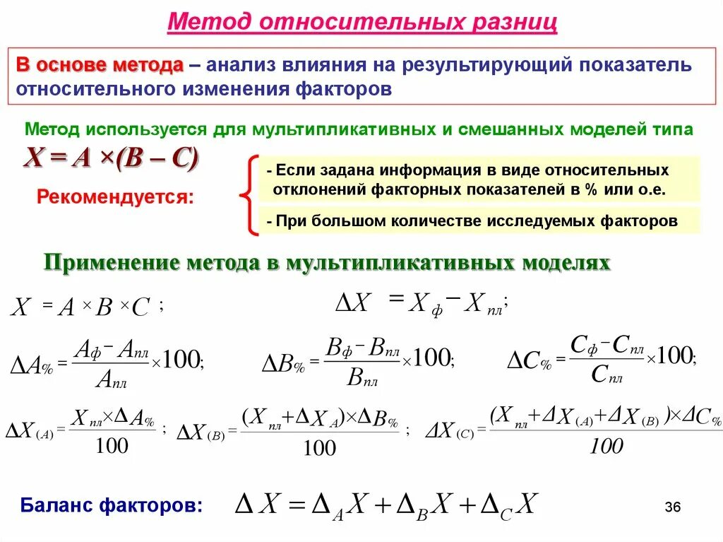 Метод относительных разниц формула. Метод относительных разниц факторного анализа. Метод относительных разниц разниц. Метод относительных разниц в экономическом анализе. Факторы изменения основных показателей