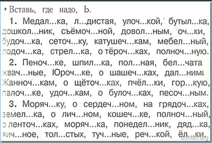 Вставьте где необходимо пропущенный мягкий знак. Русский язык задания. Русский язык карточки с заданиями. Вставить буквы в слова. Русский язык 2 класс задания.