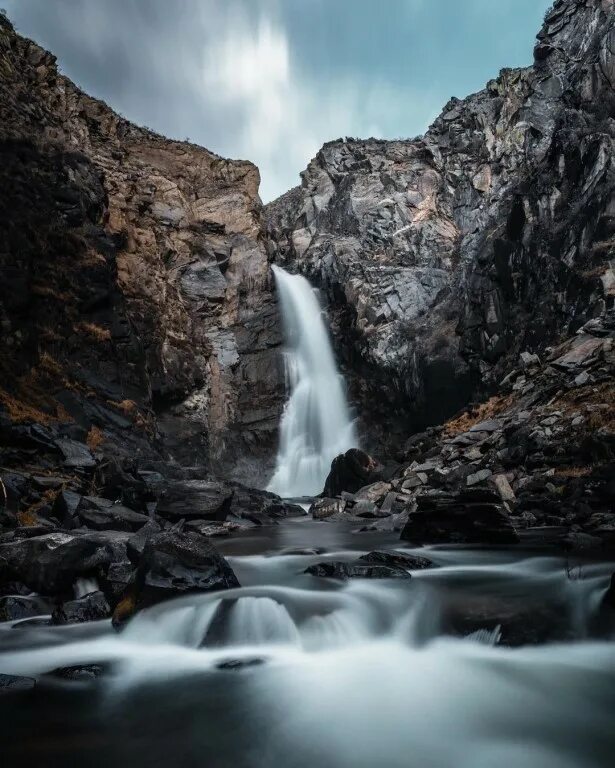 #Горный_Алтай. Waterfall #Куркуре .The height of the first cascade is about 30 m