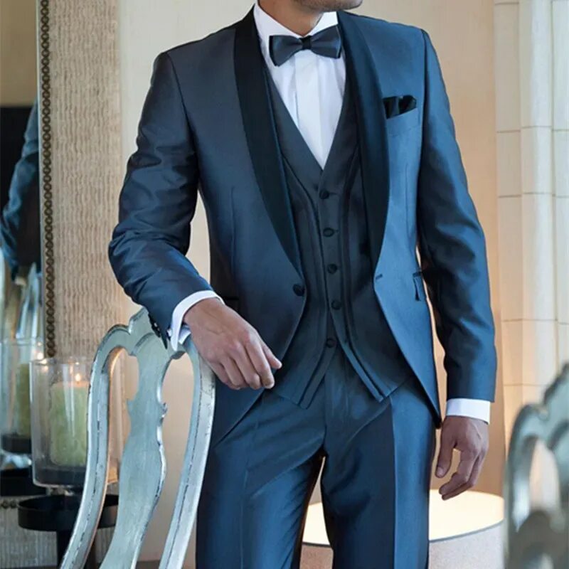 2019 Navy Blue Mens Wedding Fashion Suit Latest Design Tuxedo Mens Slim Fit Suit