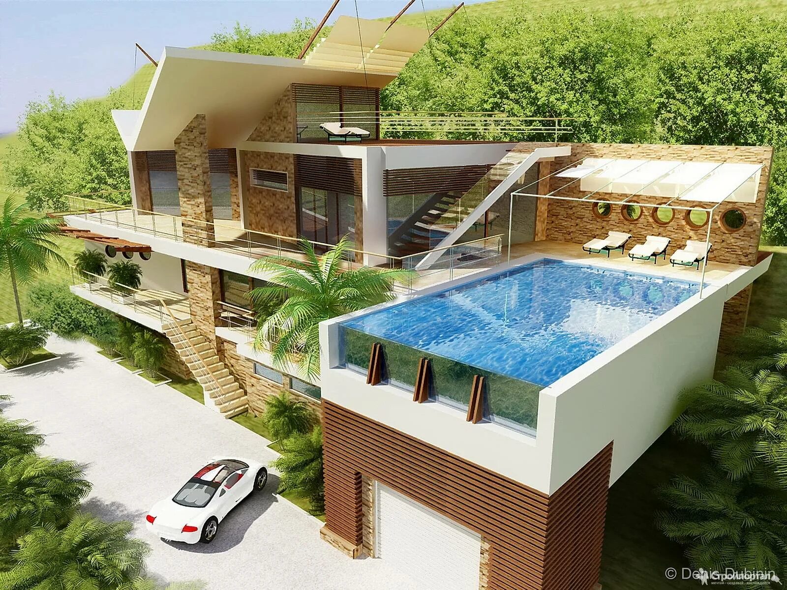 Ваш идеальный дом. Дом с бассейном. Загородный дом с бассейном. Трёхэтажный дом с бассейном. Двухэтажный дом с бассейном и гаражом.