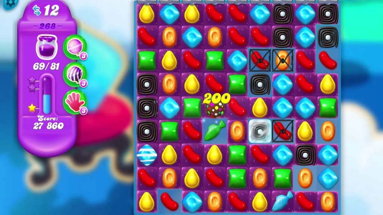 Candy Crush Soda Saga, на палубе. Как пройти 268 уровень в игре доп 2.