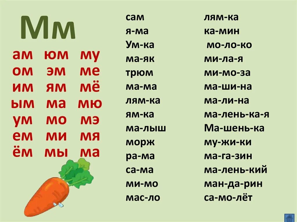 Слова слогом про. Чтение слов с буквой м. Слова для чтения. Простые слова для чтения. Слова по слогам.