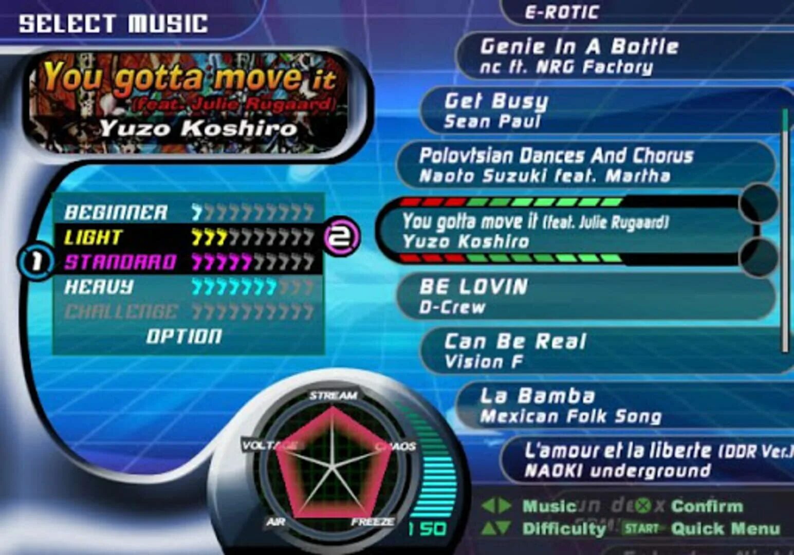Bam visions. DDR menu. Dance Dance Revolution DDR Max Song list.