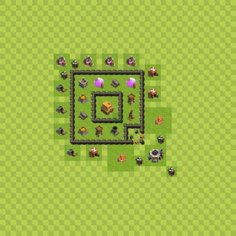 Ратуша 4 уровень. Clash of clans ратуша 4. деревня в клэш оф кланс 4 ратуша.