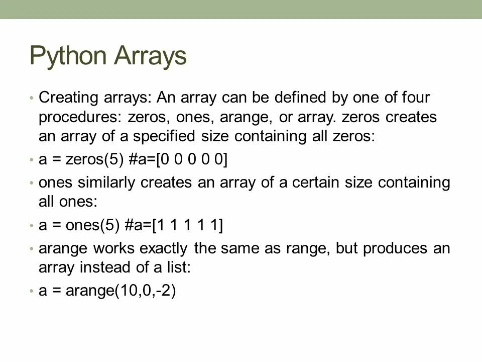 Способы заполнения массива питон. Массив в питоне. Массивы в Python. Array массив Python.