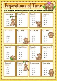 Wordwall at in on prepositions of time