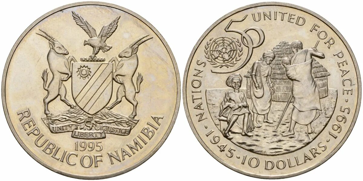 1 доллар 1995. 10 Долларов Намибия. Доллар 1995. Намибия 10 долларов 1995 год. 50 Лет ООН. В буклете.. Намибия 1995 марки.