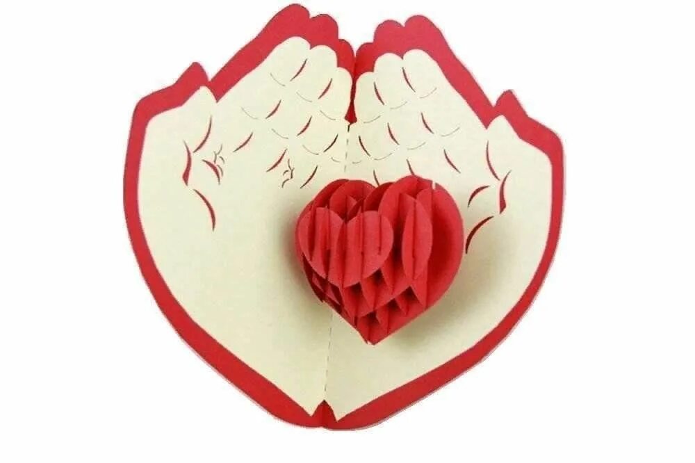 Объемное сердце. Валентинка с объемным сердцем. Поделка сердце из бумаги. Поделка сердце в руках.