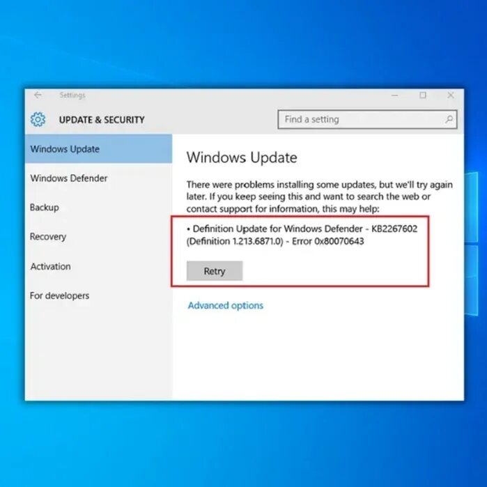 Последнее обновление Windows 10. Ошибка. Ошибка 0x80070643. 0x80070643 Windows 10.