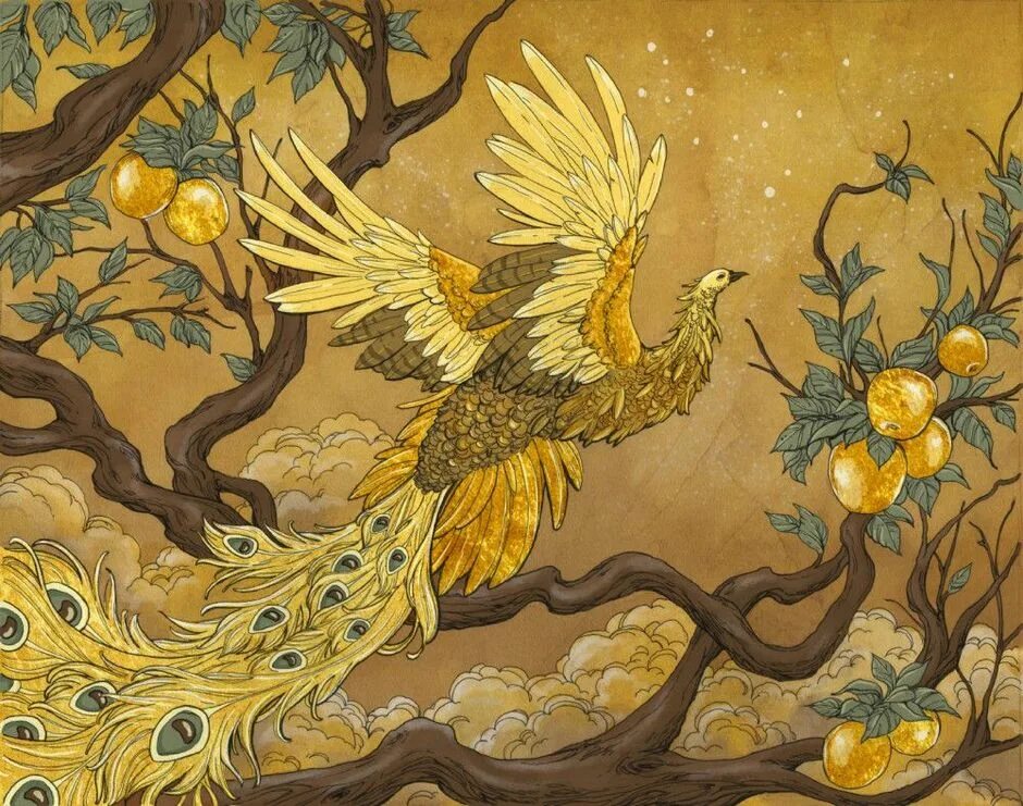 Золотое дерево золотая птица. Жар птица и Молодильные яблоки. Билибин Жар птица. Билибин Жар птица картина. Феникс Билибин.