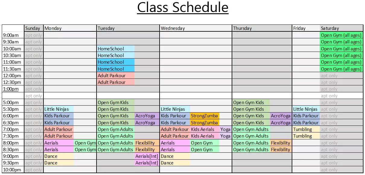 Course schedule. Room schedule. Pm schedule. Pm schedule. Stage manager.