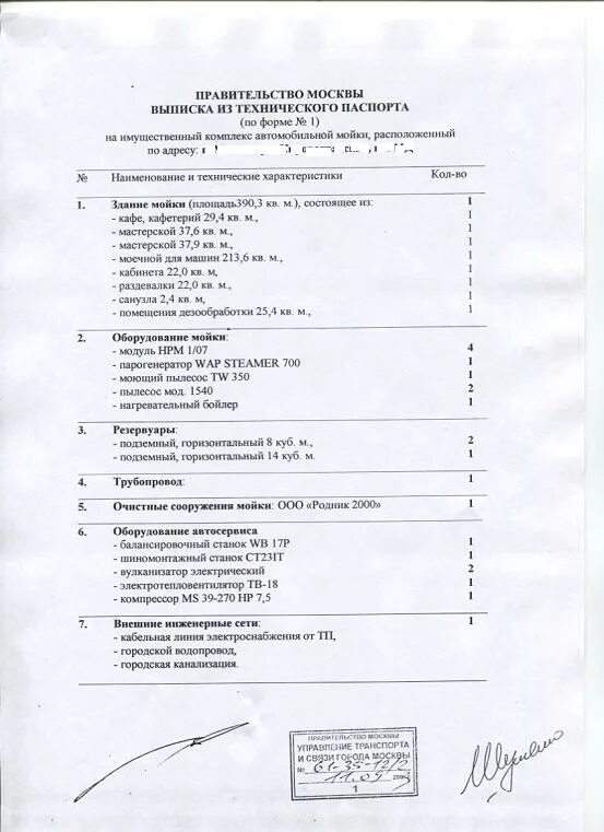 техническая выписка