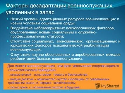 Учреждения для военнослужащих уволенных в запас