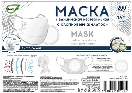 Размеры одноразовой медицинской маски