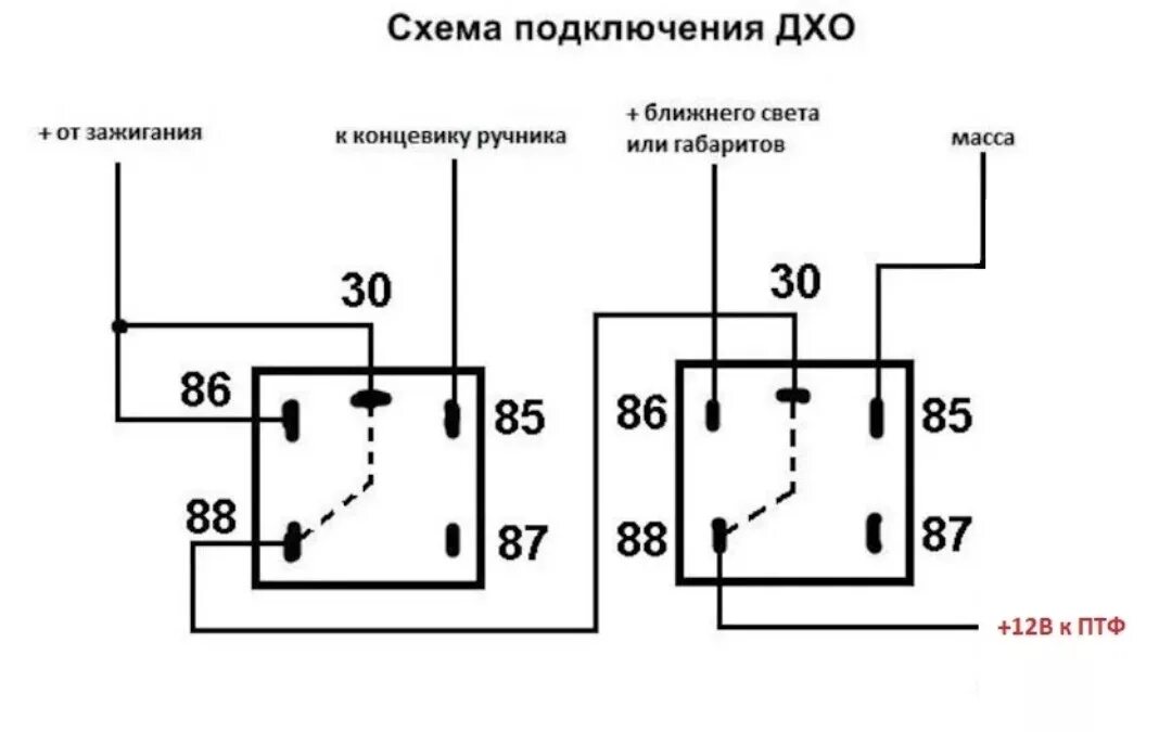 Схема подключения дневных ходовых огней через реле 5 контактное. Схема подключения ходовых огней через реле. Схема подключения ходовых огней через реле 4 контактное. Схема подключения ходовых огней через реле 5.