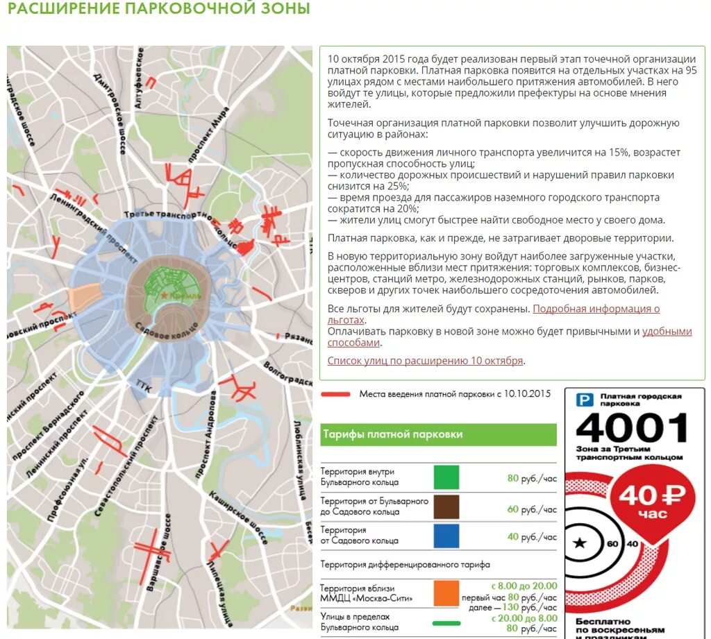 Карта парковочных зон