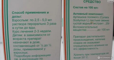 Хофитол сироп детям дозировка