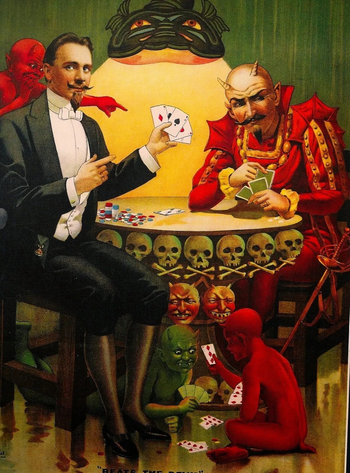 Азартный человек. Дьявол играет в карты. Картина азарт.