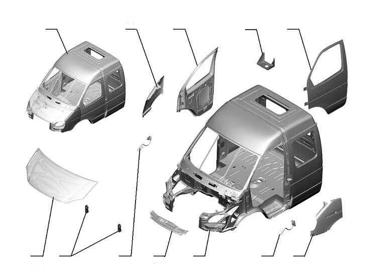 Детали кузова каталоги. Кузовные детали кабины Газель 33023. Передняя часть кабины Газель бизнес 3302. Детали кузова кабины Газель 3302. Сварка кабины Газель 3302.