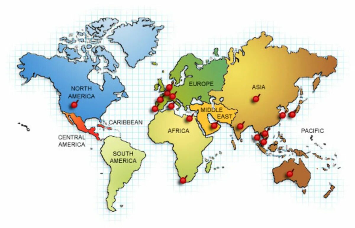 Middle East and South America. Middle East and North America. The Map. Map Label.