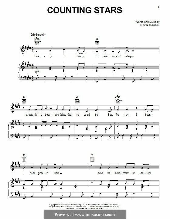 Be o counting. Counting stars табы. ноты песни counting stars. beo counting stars. one republic connecting star ноты.