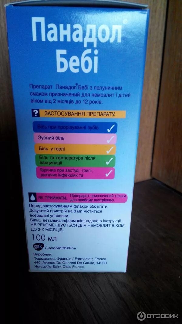 панадол детский действует через.