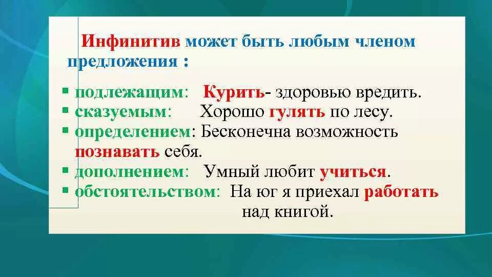 Неопределенная форма пример. Неопределенная форма глагола. Каким членом предложения может быть инфинитив. Неопределенная форма глагола инфинитив. Предложения с неопределенной формой глагола.