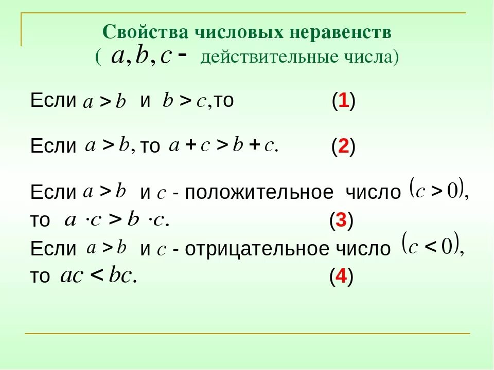 Числовые неравенства (свойства с 1 – 4).. Числовые неравенства 8 класс формулы. Формулы неравенств 8 класс. Алгебра 8 класс числовые неравенства и их свойства. Свойства верных числовых неравенств