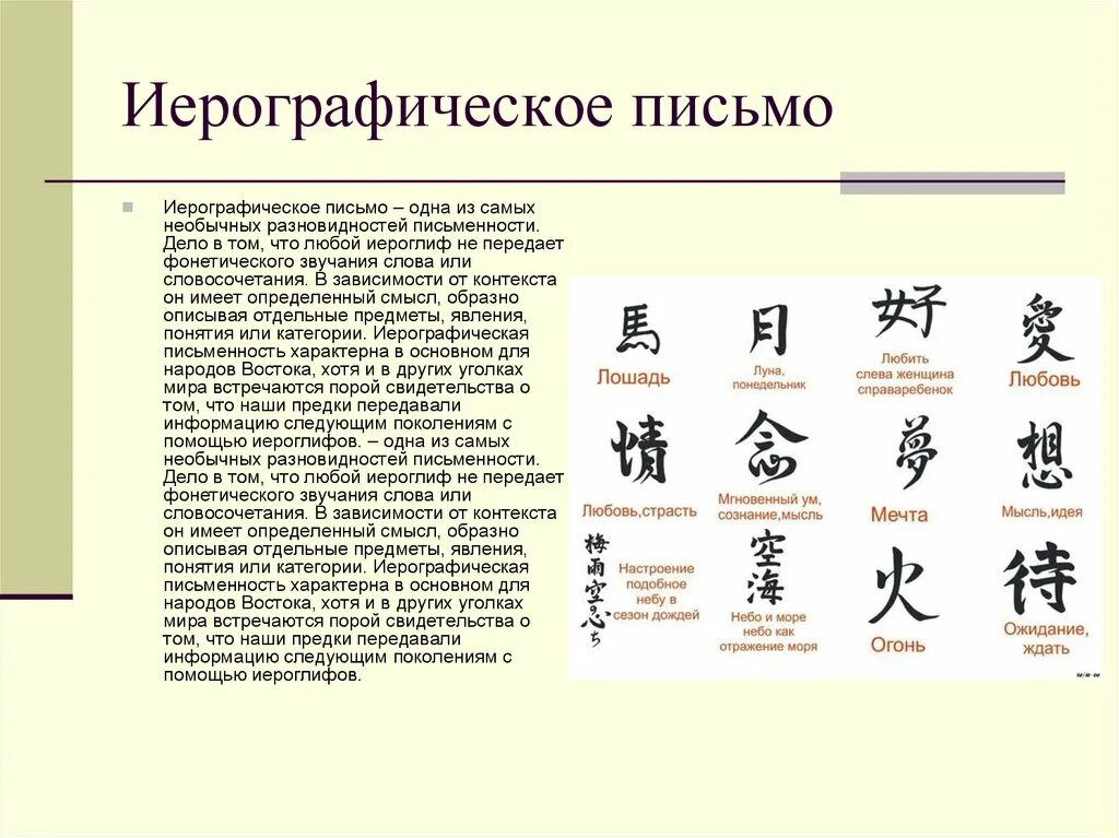 К какой теме относятся иероглифы. Иерографическое письмо. Виды письменности. Виды древней письменности. Тип письма иероглифы.