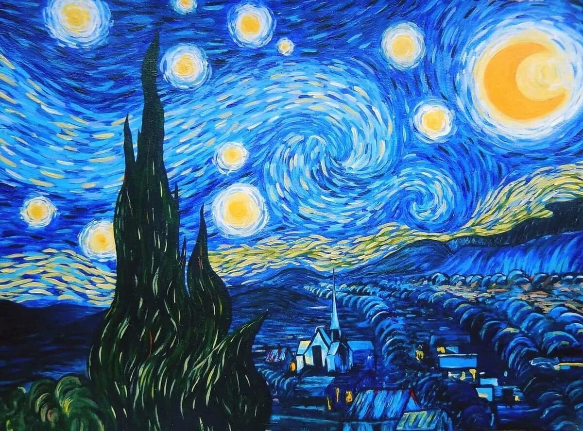 Ночь в монштаде счастливая случайность. «Звёздная ночь» Ван Гог. Винсент вангог Звёздная ночь. Винсент Ван Гог Звездная нос. Ван Гог Звездная ночь оригинал.