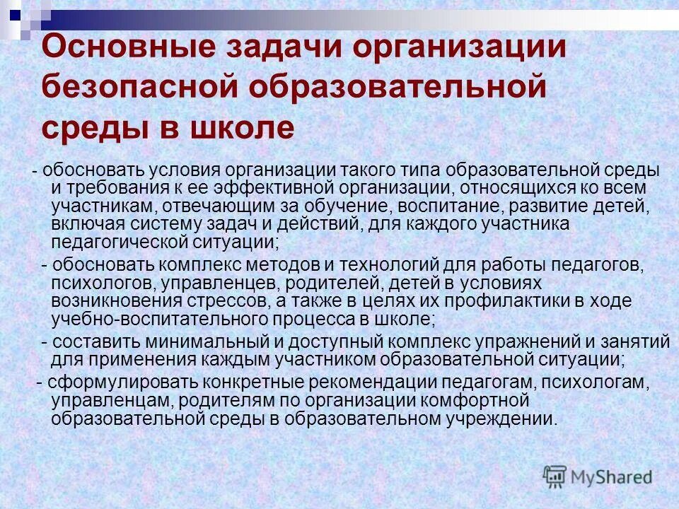 организация безопасной среды в образовательной организации