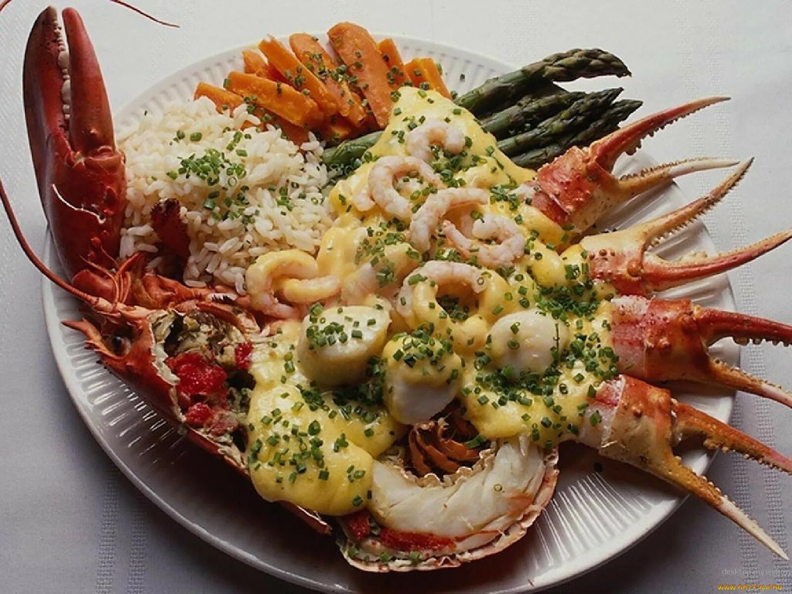 Красивые блюда. Дорогие блюда. Сложные блюда. Тарелка с морепродуктами.