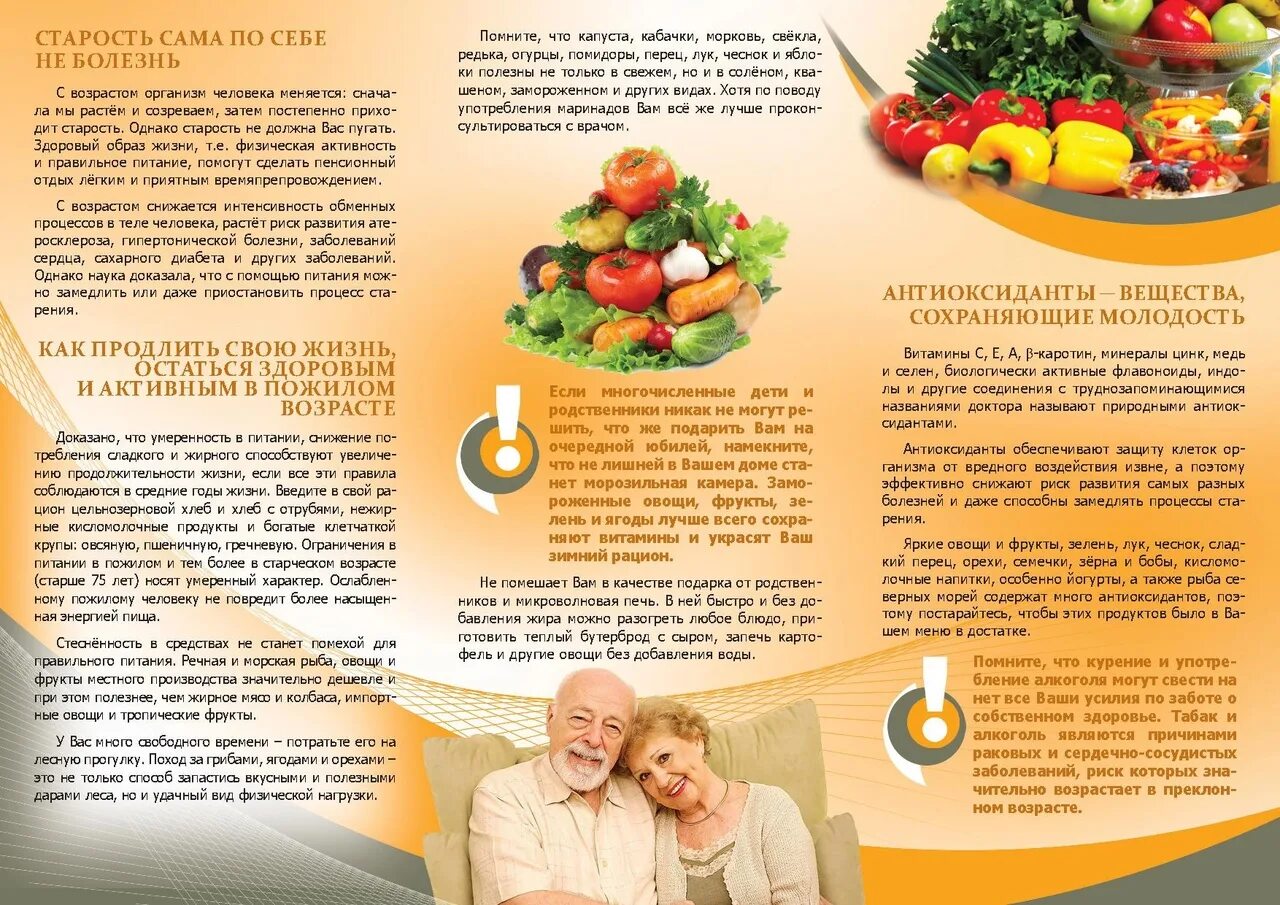 Правильное питание для пожилых. Буклет питание пожилых людей. Правильное питание брошюра для пожилых. Питание людей пожилого возраста буклет.