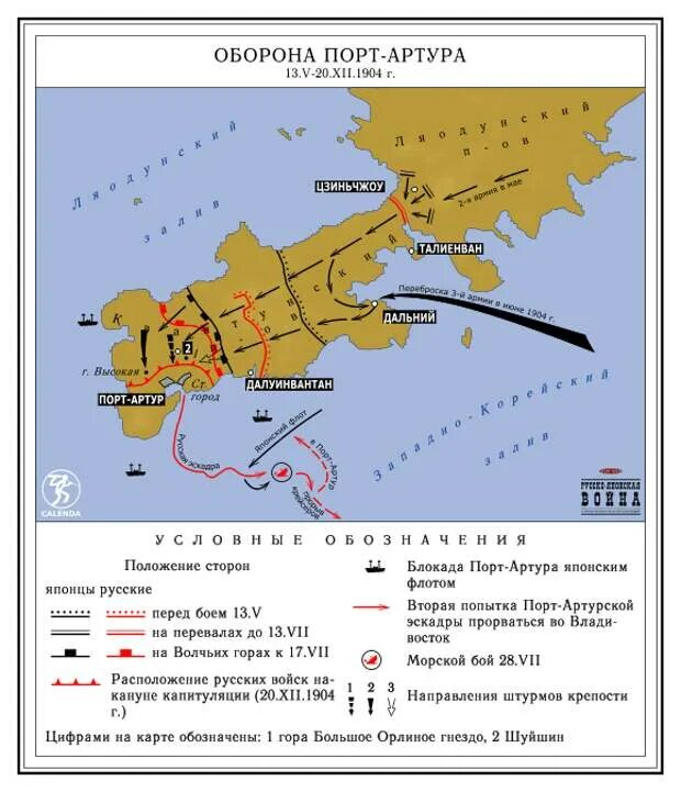 Осада порт-Артура 1904. Карта порт-Артура 1904.