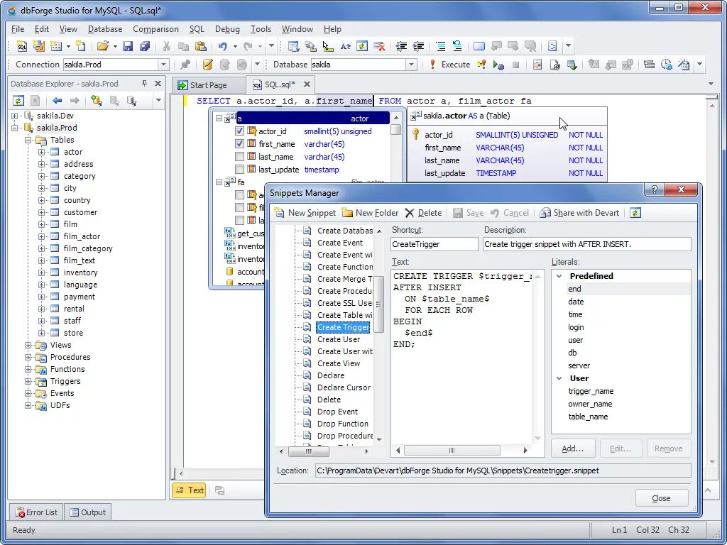 Declare user. DBFORGE for MYSQL. DBFORGE Studio for MYSQL. DBFORGE Studio for MYSQL Studio. Devart DBFORGE Studio.