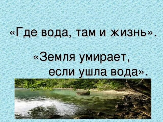 Потому что там вода. Где вода. Где вода там и жизнь. Там где вода. Куда уходит вода.