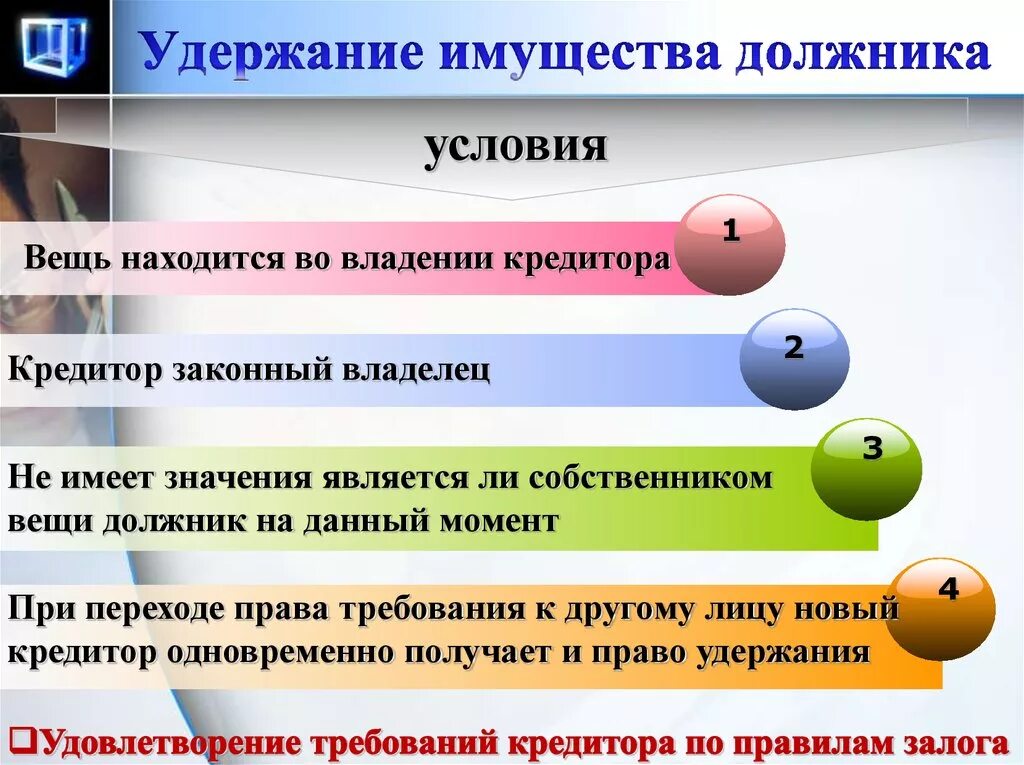 Удержание имущества должника. Виды удержания имущества должника. Удержание имущества ГК РФ. Условия удержания вещи. Реализация имущества должника гражданина