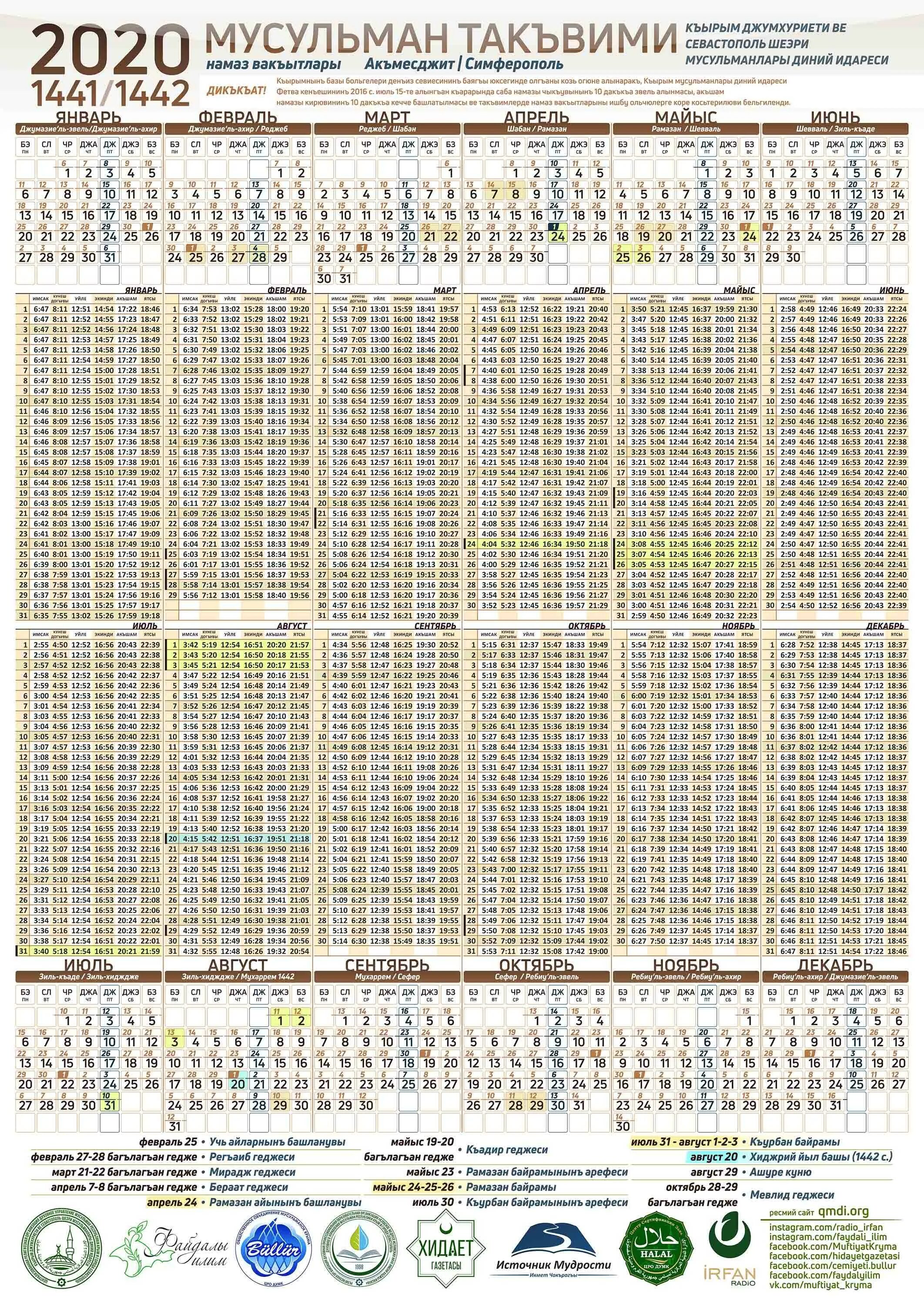 Расписание мусульманского поста в москве 2024. Мусульманский календарь 2020. И Ломский календарь 2020 год. Лунный календарь 2020 год мусульманский. Мусульманские праздники 2020.