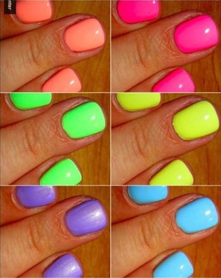 Можно сделать ярче. Ногти накрашенные разными цветами. Красиво накрасить ногти ярким лаком. Покраска ногтей разными цветами. Накрасить ногти разноцветным лаком.